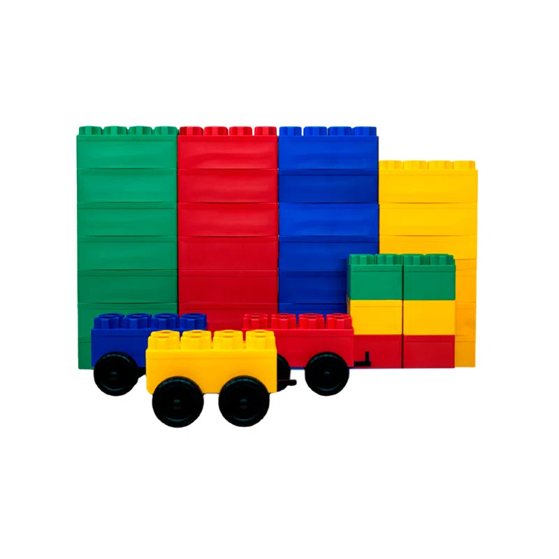 BiggoBlocks Jumbo Blocks with Wheels, for Kids Ages 4-8