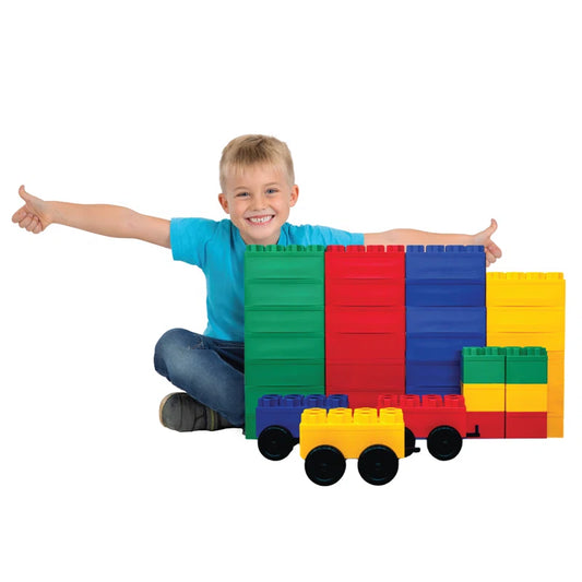 BiggoBlocks Jumbo Blocks with Wheels, for Kids Ages 4-8